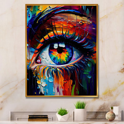 Colorful Eye II - Woman Abstract Framed Canvas Print Wall Art