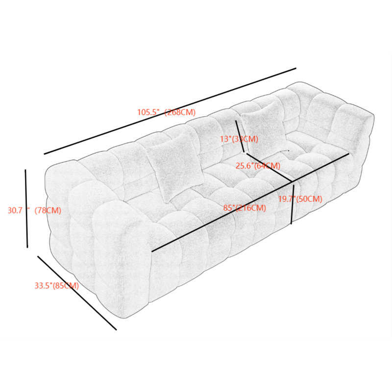 Canapé modulaire à accoudoirs carrés 105,5 po, Blanc