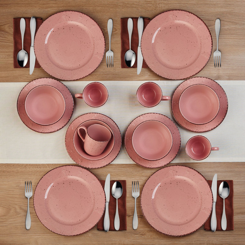 Pfaltzgraff Flamingo 16-Piece Stoneware Dinnerware Set, Service for 4