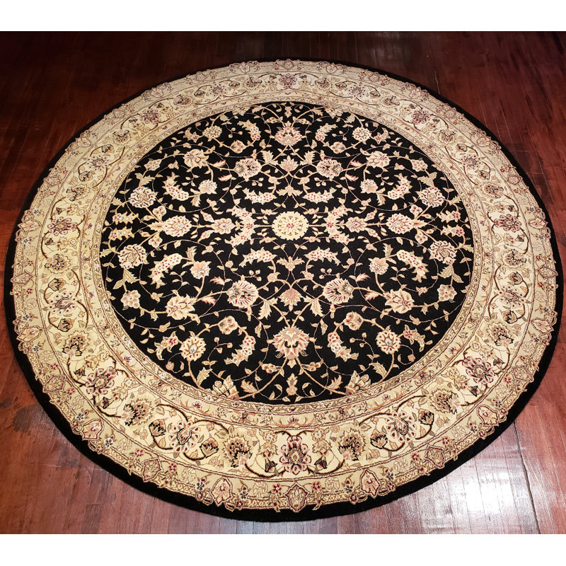 Tapis noir / ivoire Premier, Rond 10 pi