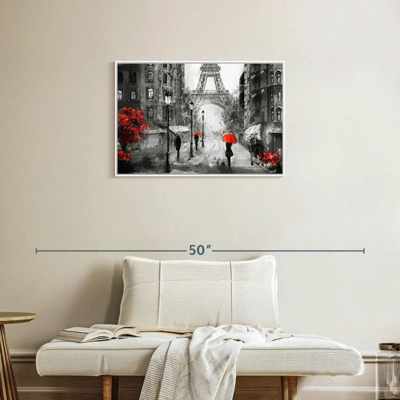 Paris, jour de pluie, Cadre flottant blanc, 31 po x 21 po