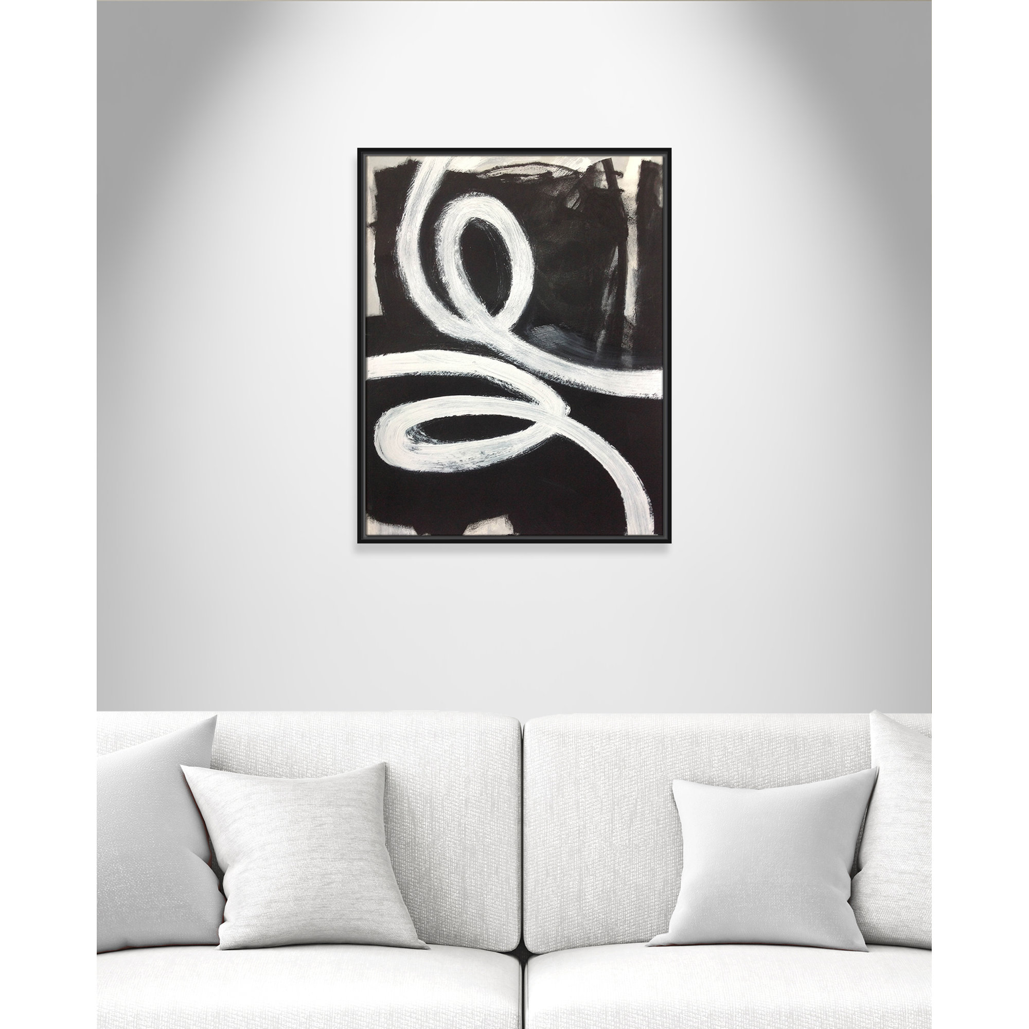 Ansonia Swirly Swirls I by , 29.5" H x 23.5" W x 2" D, No, Black Floater Framed