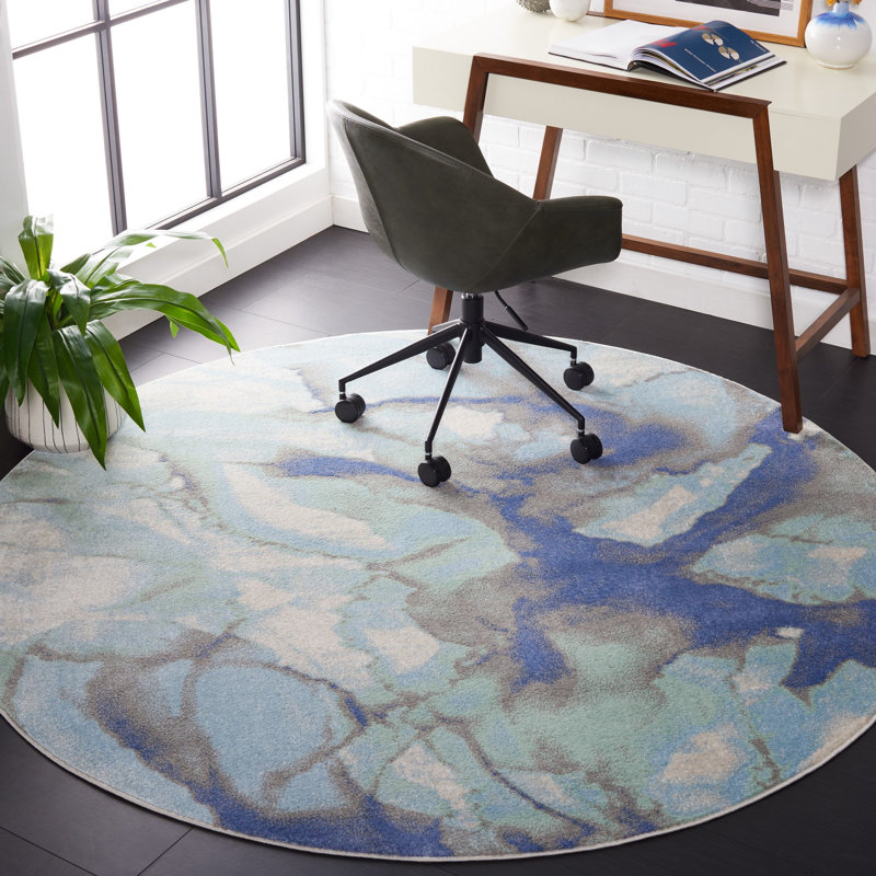 Liesegret Performance Abstract Rug, Round 6'7"