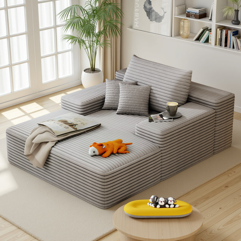 Canapé simple en peluche de 68 po de large Boneless, Gris