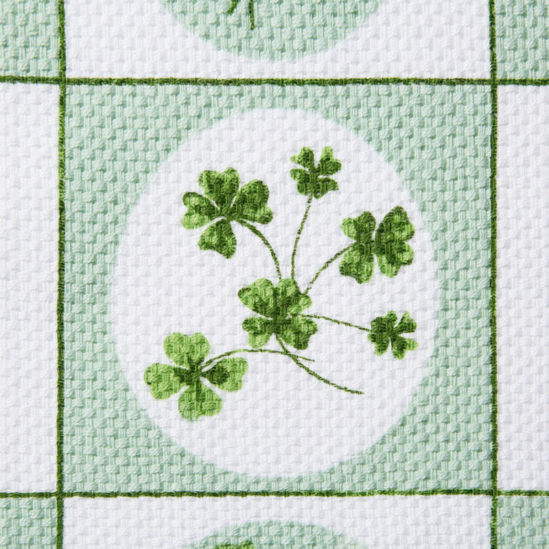 TOWN & COUNTRY LIVING Clover Windows Kitchen Towel 3-Pack Set, White/Green/Pink, 16"x28"