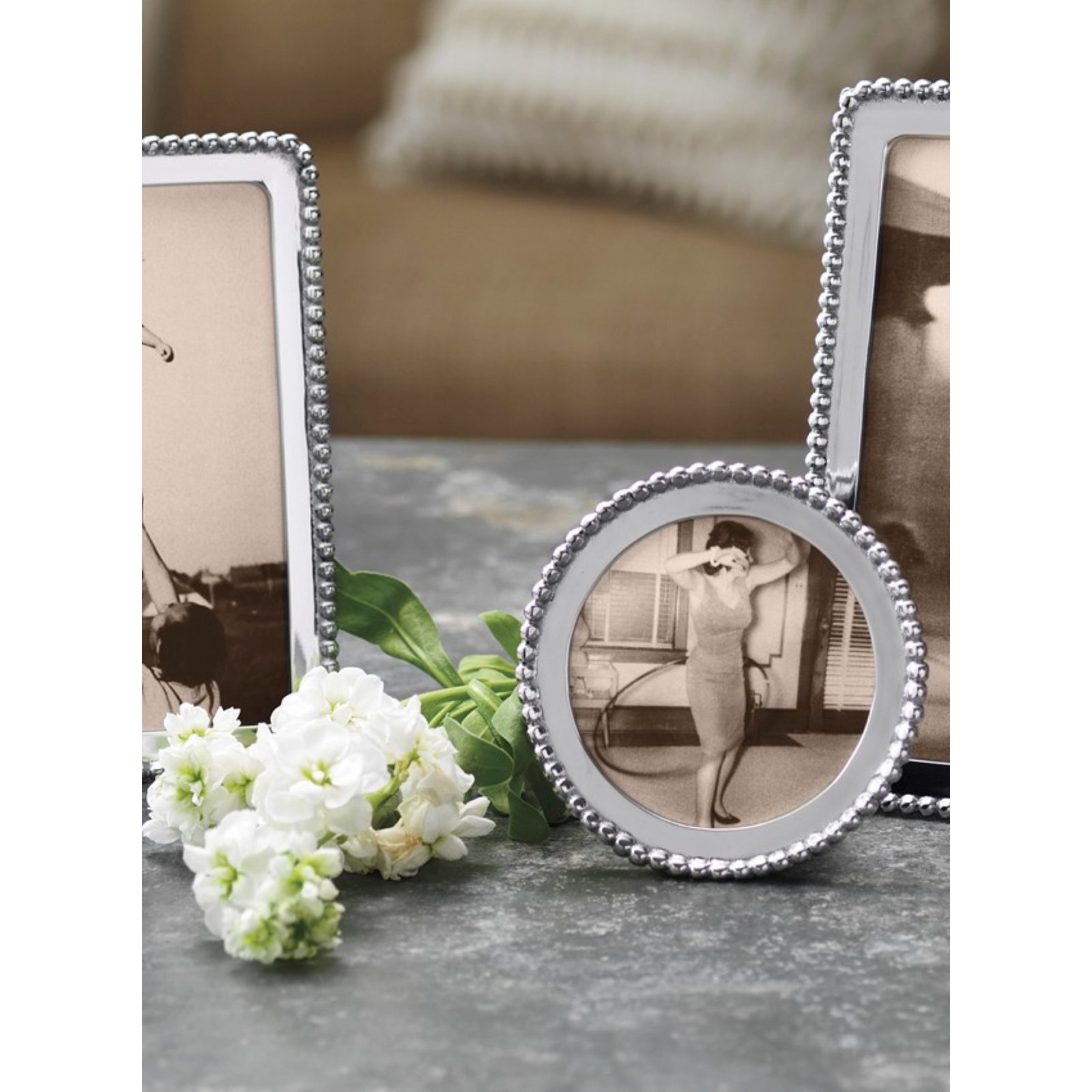 Silver Metal Beveled Picture Frame