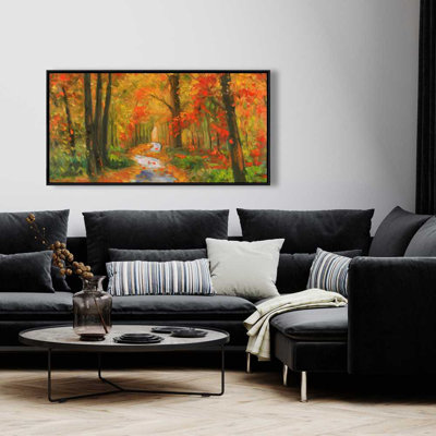 Autumn Trail - Trees Contemporary Framed Canvas for Home Decor