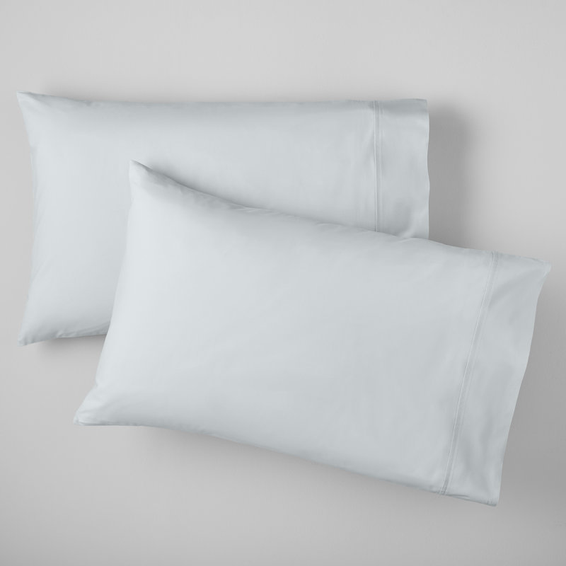 Emrik Brushed Organic Cotton Percale Pillowcase Set, Pale Blue, King - 2 King Pillowcases