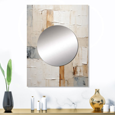 Vendéen beige et or minimalisme scandinave III - miroir scandinave, miroir mural scandinave unique, impression d'art en métal