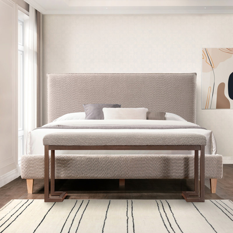 Metal Bedroom Bench With Boucle - Gray For Comfortable Living Metal, Upholstery