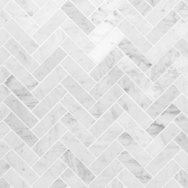 Carrara 1X3 Herringbone Polished Mosaic Tile