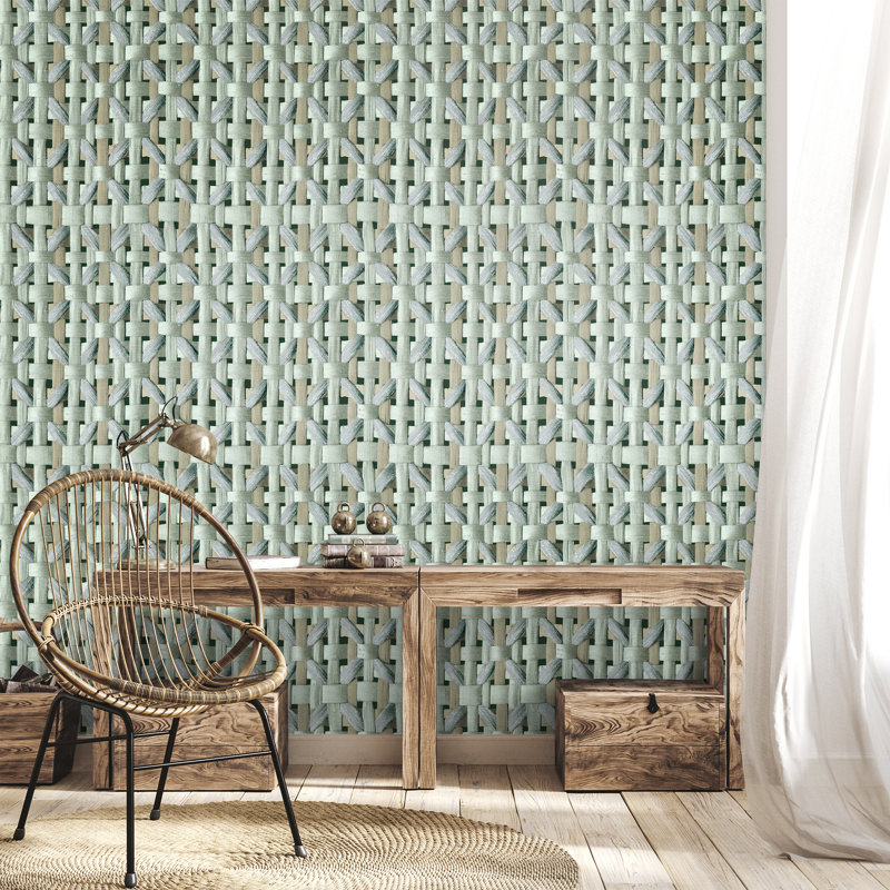 Chelchowska Pepper Collection Shimmer Finish Octogonal Honeycomb Seta 10.05m x 53cm Wallpaper Roll, Green