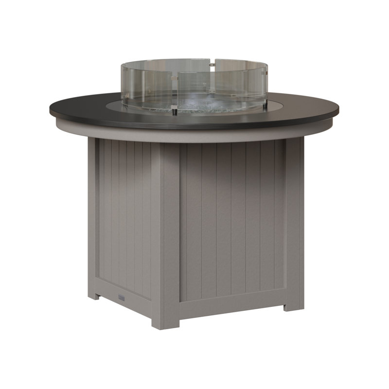 Foyer de table rond Berlin Donoma, H 37 po x l 44 po x P 44 po, Plateau martelé noir avec base gris clair