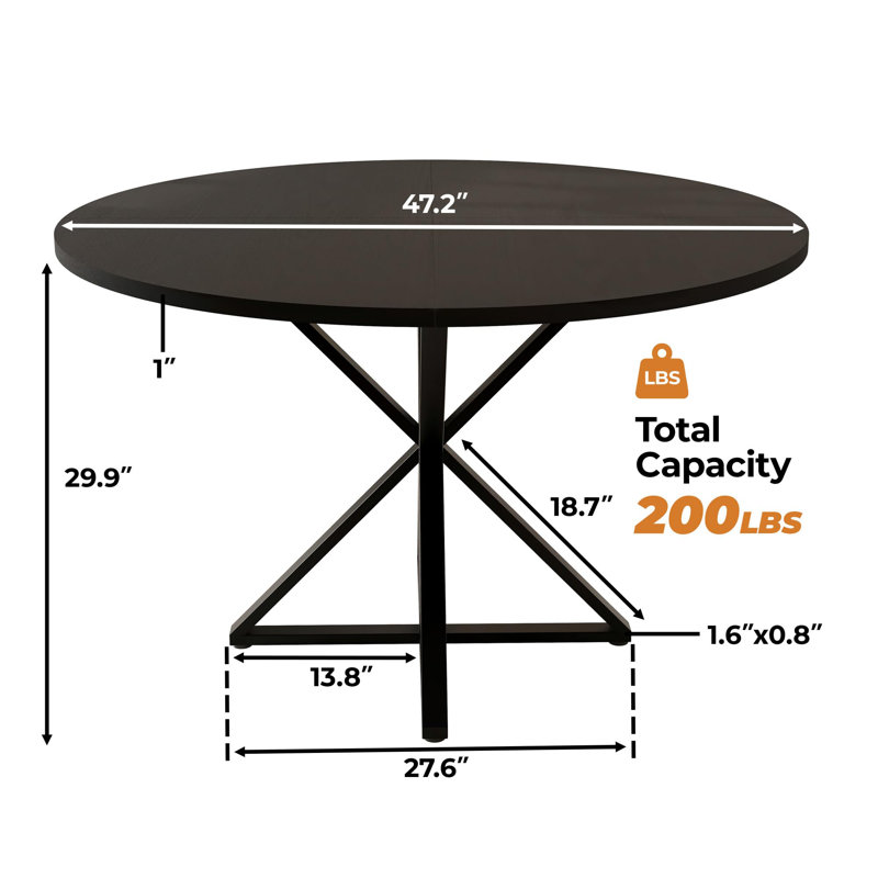 Round Dining Table For 4, 47" Dining Table, Circle Table, Dining Room Table, Black