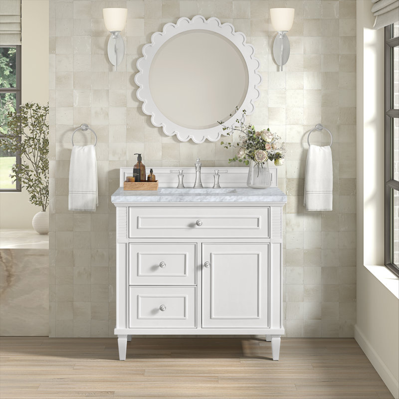 Lorelai 36'' W Single Vanity, Carrara White, Bright White, 8" Widespread