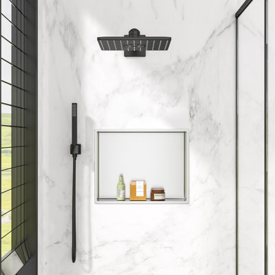 19'' W x 15'' H Bathroom Shower Niche, Stainless Steel Rectangular Wall Niche, Brushed Nickel