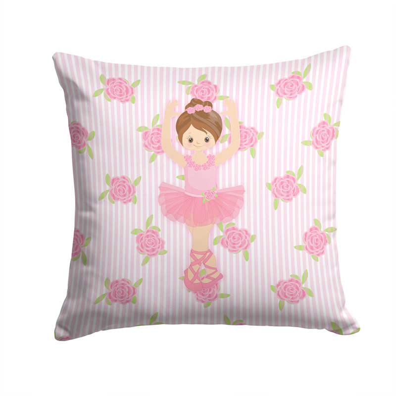 Coussin décoratif intérieur/extérieur ballerine blonde, Rose / crème, 14 po x 14 po