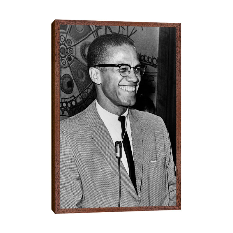 Malcolm X (1925-1965) by Ed Ford - Print on Canvas, Classic Brown Wood Framed, 101.6 cm H x 66.04 cm W