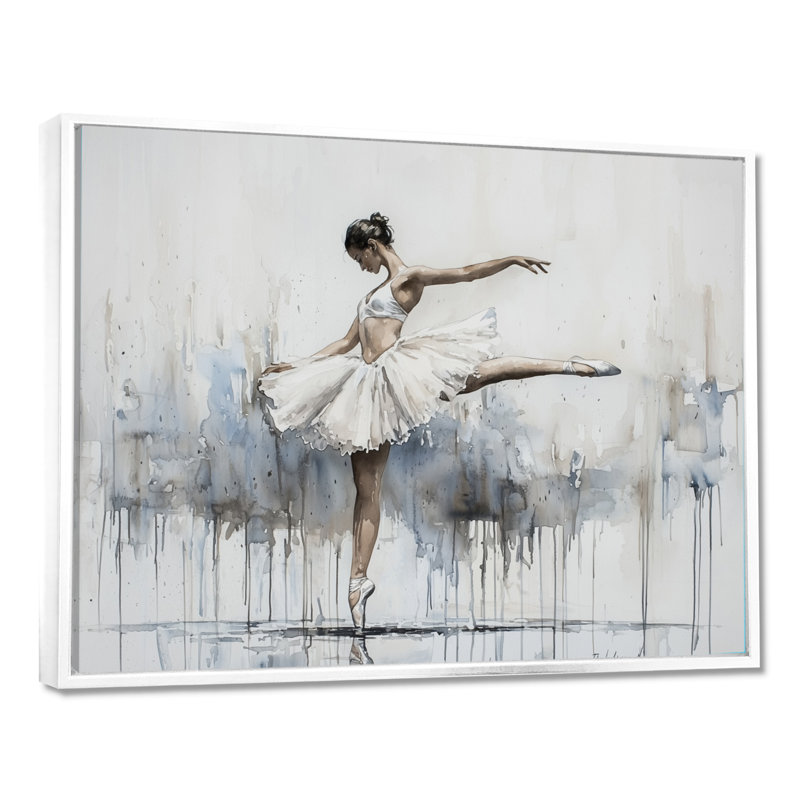The Ballerina Ballet Dance - Ballet, art mural, Cadre flottant sans passe-partout, H 34 po x l 44 po, Blanc