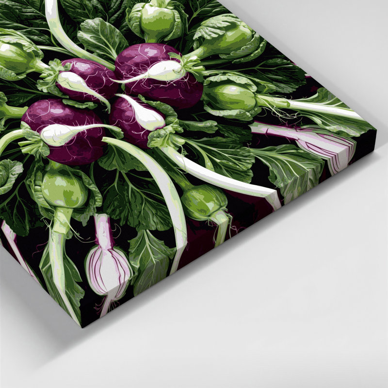 Légumes, art mural sur toile noir chou-rave, H 11 po x l 14 po
