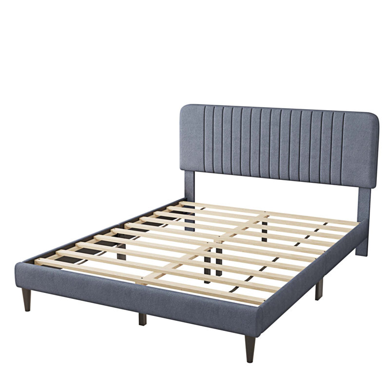 Upholstered Velvet Bed, Queen, Gray