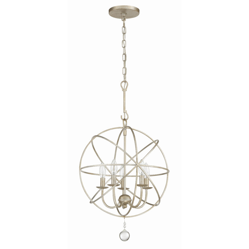 Dreiling 5 - Light Dimmable Globe Chandelier, Olde Silver Steel