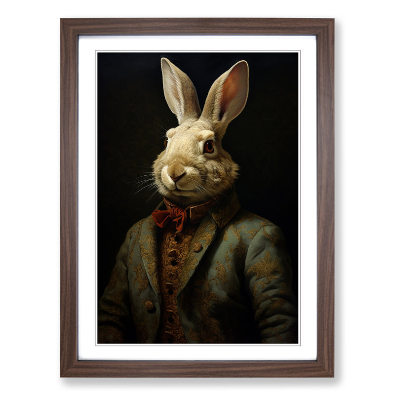 Rabbit Renaissance - Framed Print, 34cm H x 25cm W x 2cm D, Walnut 