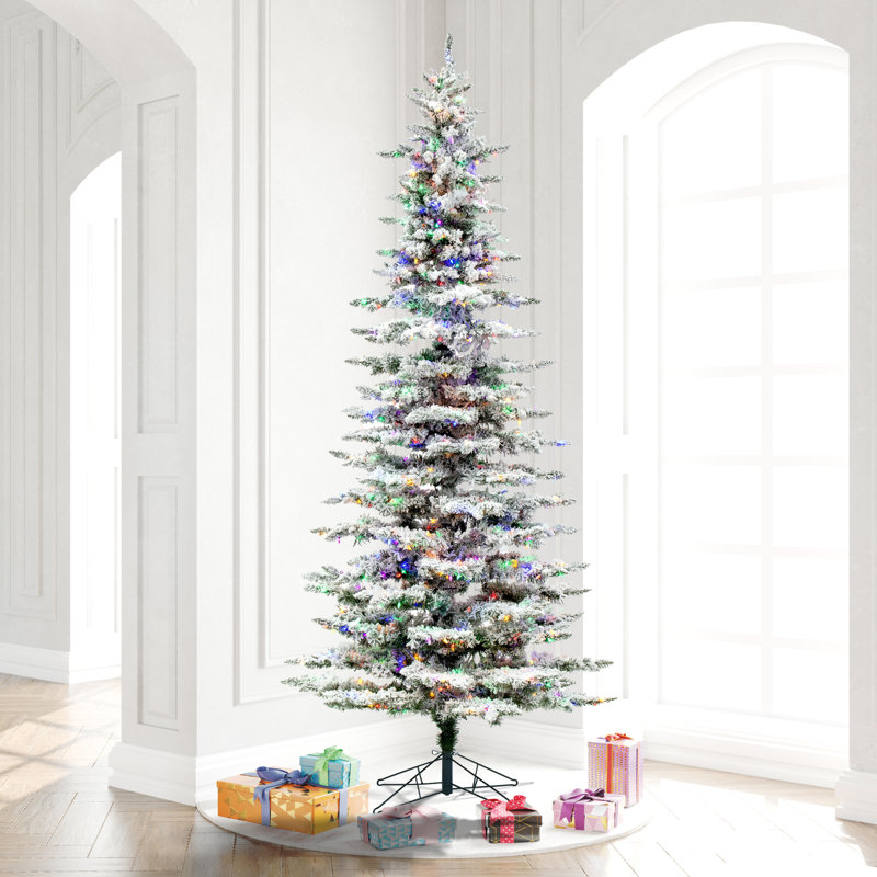 Utica Flocked Fir Slim Artificial Christmas Tree, 9' H