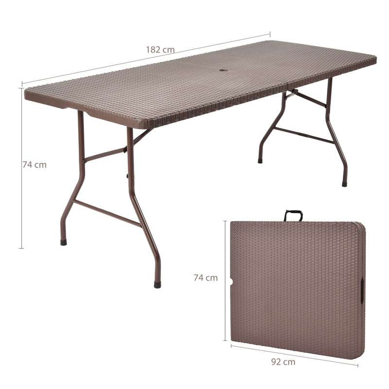 Rectangular Metal Folding Outdoor Camping Table With Umbrella Hole , 182cm cm W 74cm cm D