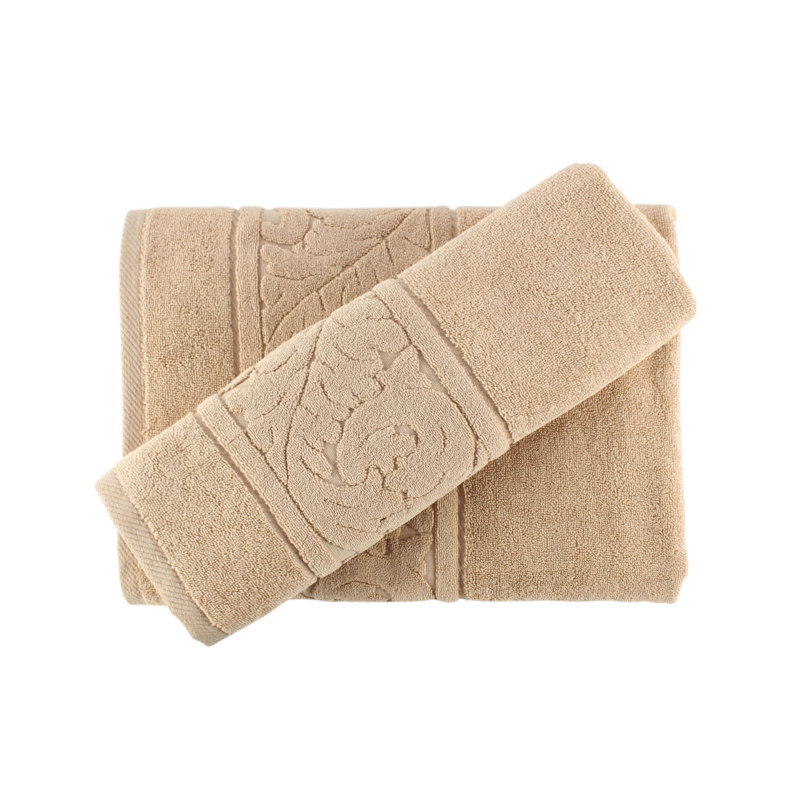Luxurious Cotton Towel Set (2 Pieces), Beige | Hand Towel 19.7 x 35.4 inches & Bath Towel 27.6 x 55.1 inches | 100% Cotton, 19.7 oz/sq yd, Machine Washable at 104°F | Soft, Absorbent, Perfect for Home & Spa