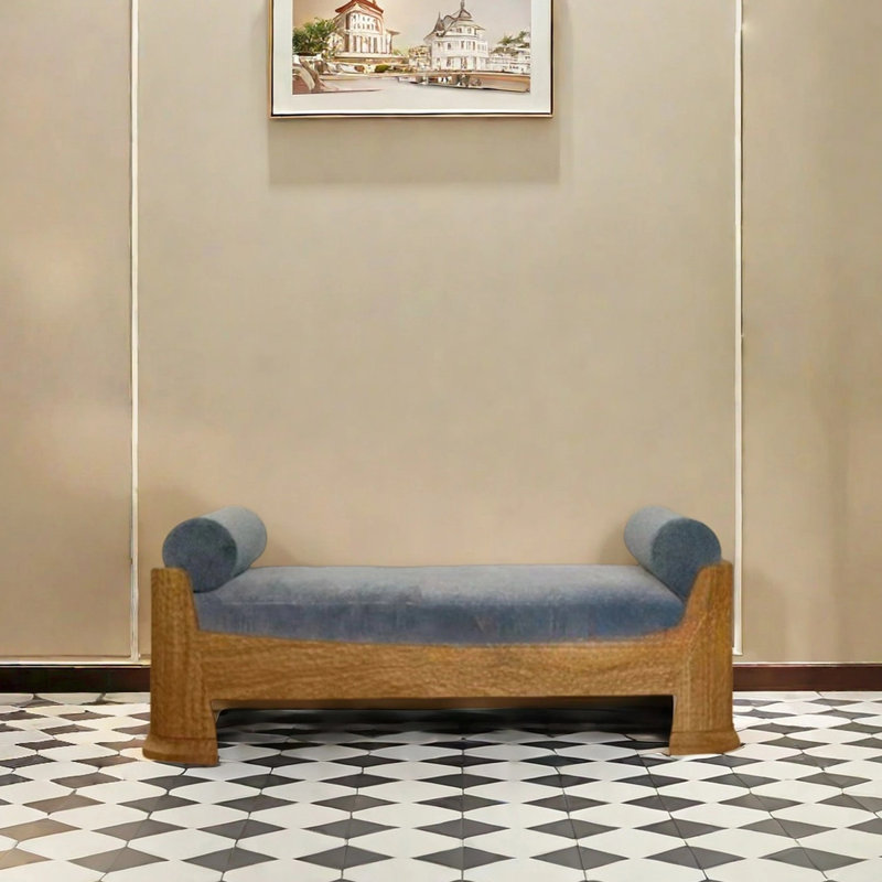 Banc de rangement en bois massif pour vêtements décontractés, H 17,72 po x l 62,99 po x P 21,65 po