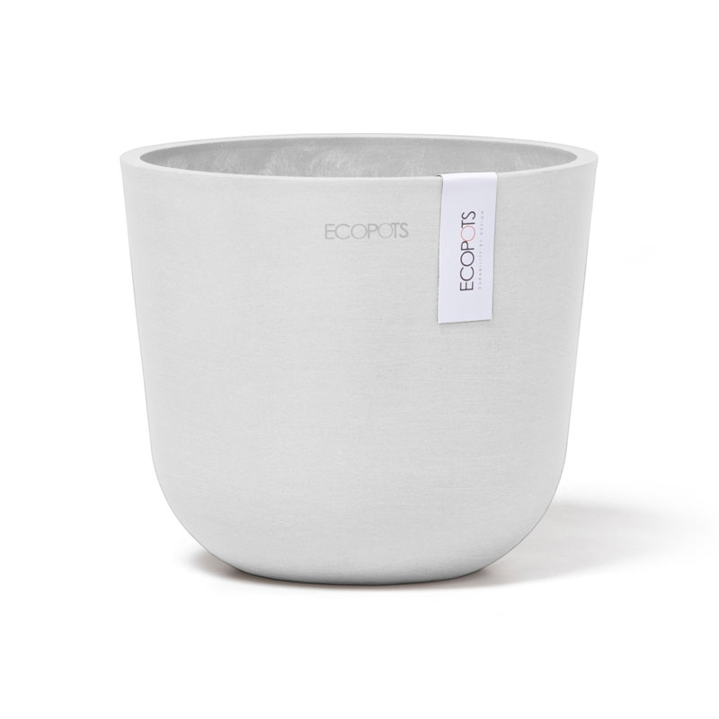 Ecopots Oslo Indoor/Outdoor Modern Recycled Plastic Flower Pot Planter, 5" H x 6" W x 6" D, Pure White
