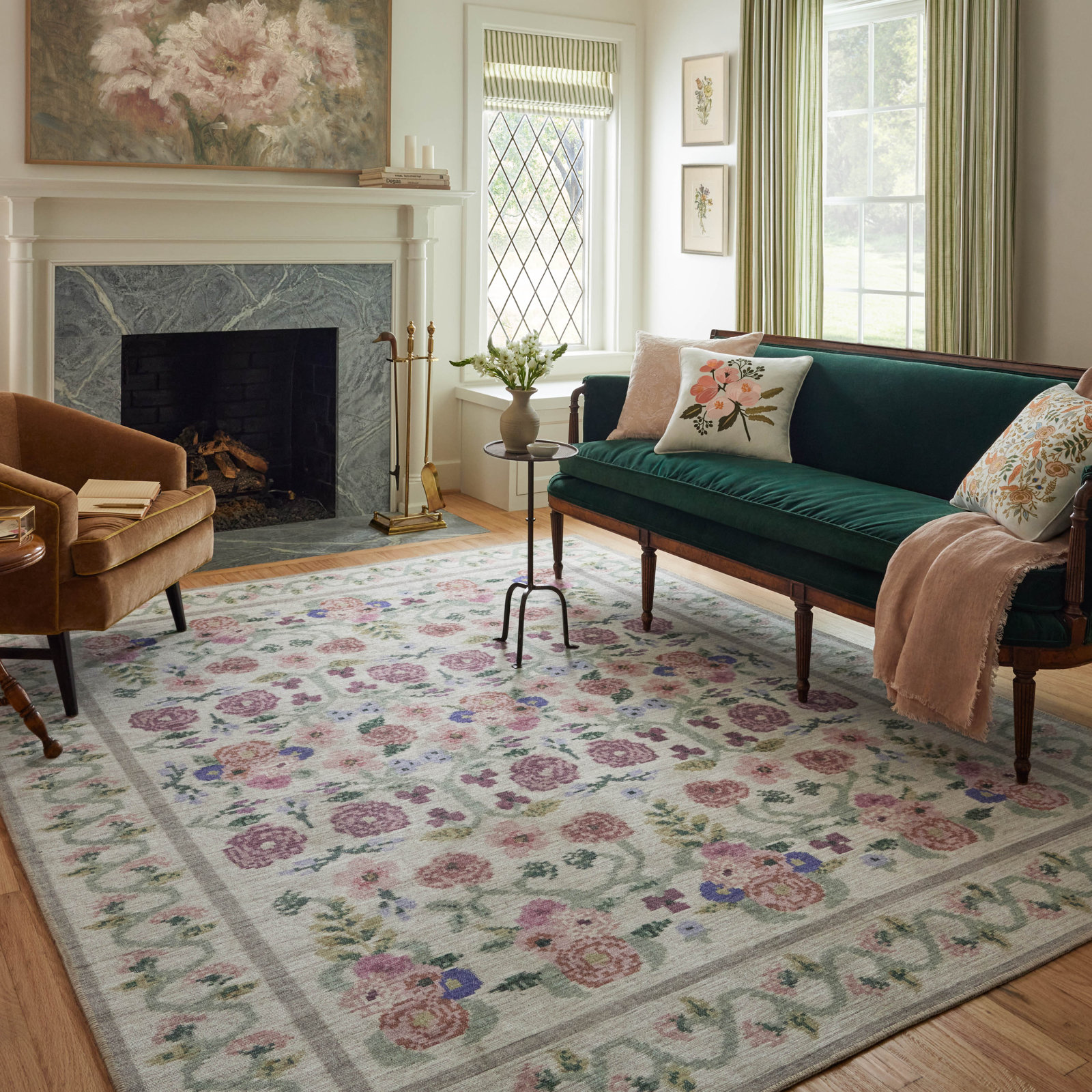 Rosa Rifle Paper Co. x Loloi Ivory Area Rug, Rectangle 8'4" x 11'6"