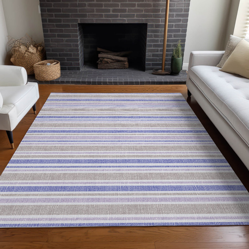 Tapis bleu marine intérieur / extérieur en polyester tissé à la machine Kinslee, Rectangle de 10 pi x 14 pi