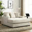 Chaise longue de 140 cm avec station de charge, porte-gobelets et housses amovibles et lavables, en chenille crème, grande capacité intégrée