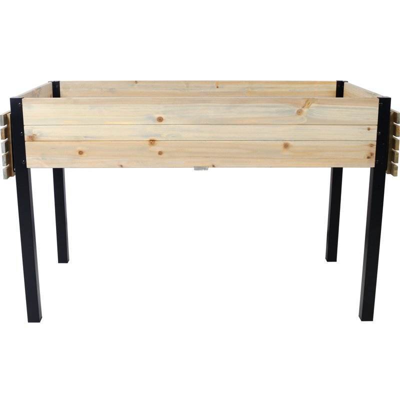 Metal Legged Wood Planter Box - Fir For Cultivating Outdoor Crops Patio, Deck Raised Garden Bed With Legs Growing Fresh Berries