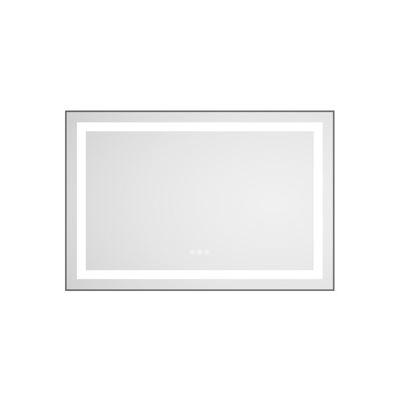 Miroir de salle de bain moderne à DEL 36 x 24 pouces avec façade et rétroéclairage, H 24 po x l 36 po
