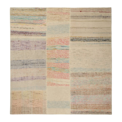 One-of-a-Kind Square 4' X 4' No Square Polyester Area Rug Gray/Pink