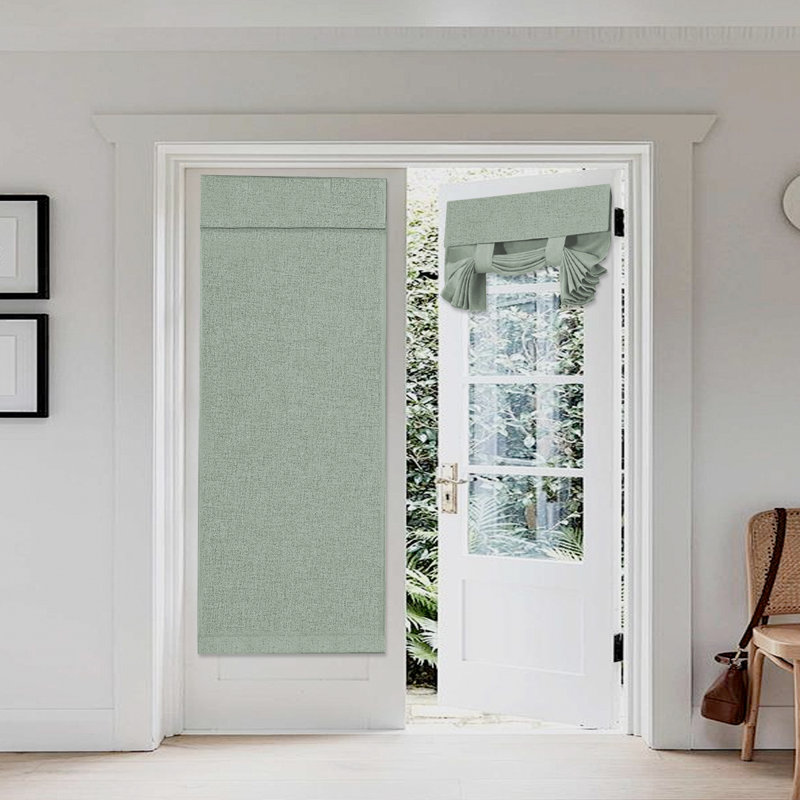 French Door Curtains Linen Textured Privacy Door Blinds Kitchen Window Curtains Waterproof Room Darkening Curtains for Glass Door Tie Up Shade, 1 Panel