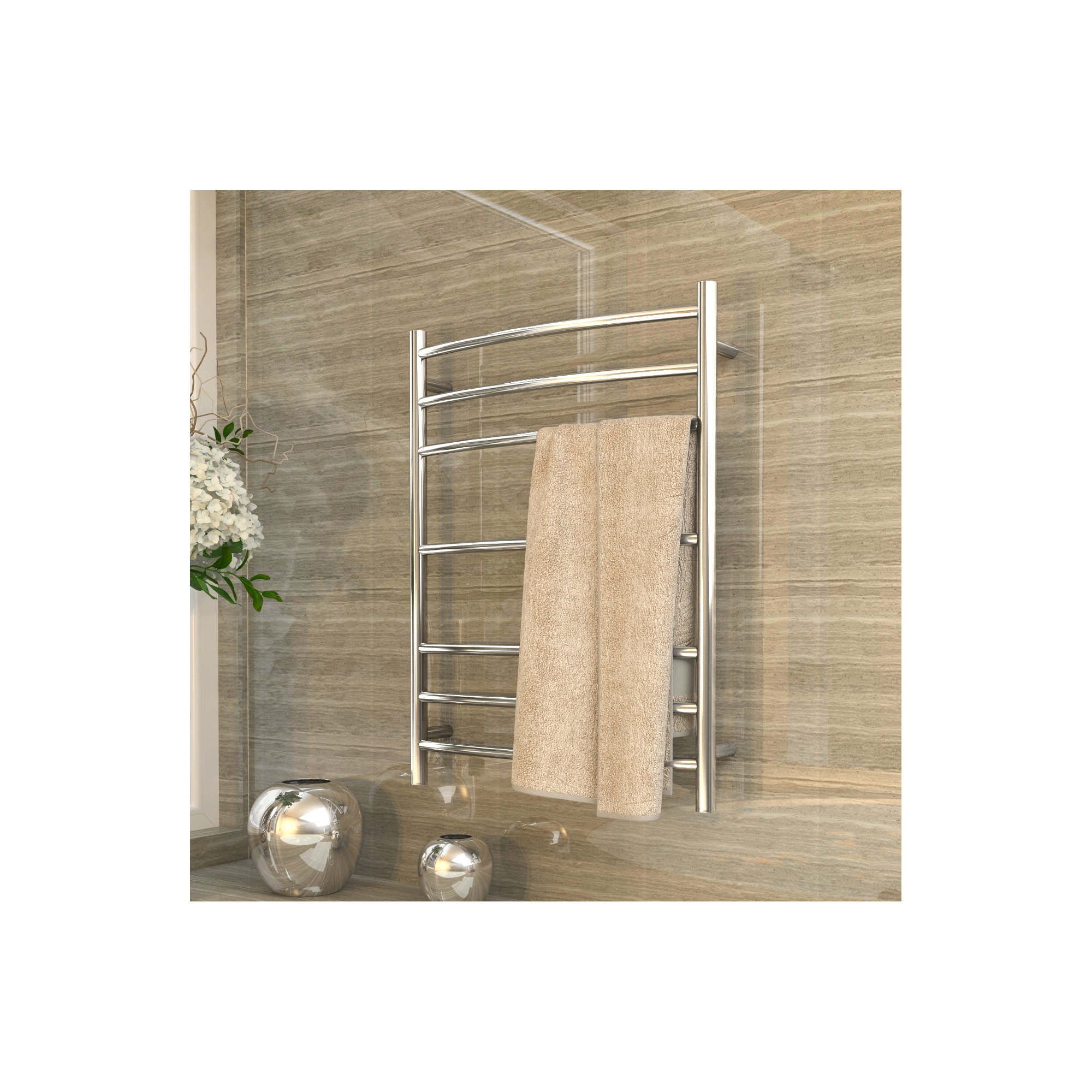 Gown Wall Mounted Electric Towel Warmer, Polished Chrome