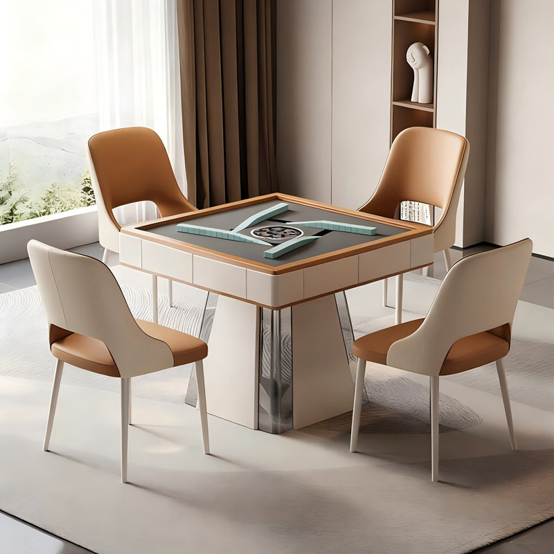 Modern Minimalist Solid Wood Multifunctional Dining & Mahjong Table for Chinese Rules