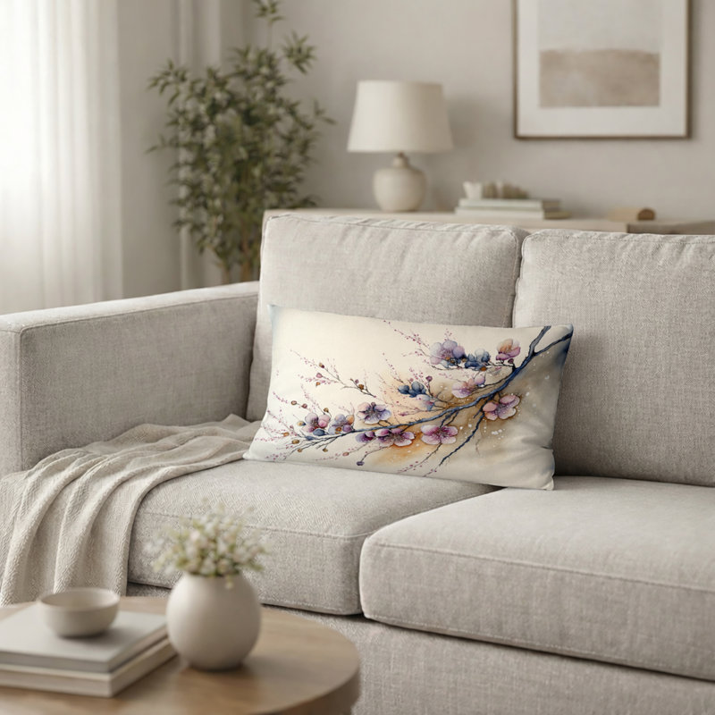 Coussin décoratif fleurs Blossom - Cherry Blossom Branch I, H 12 po x l 20 po