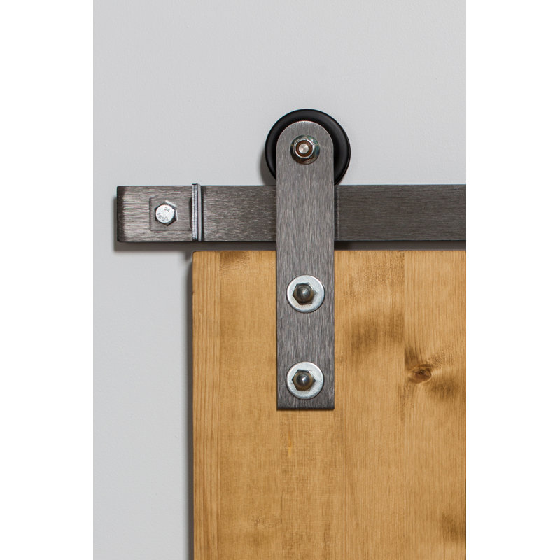 Steel Single Door Barn Door Hardware Kit Standard Single, 72 in., Brushed Nickel