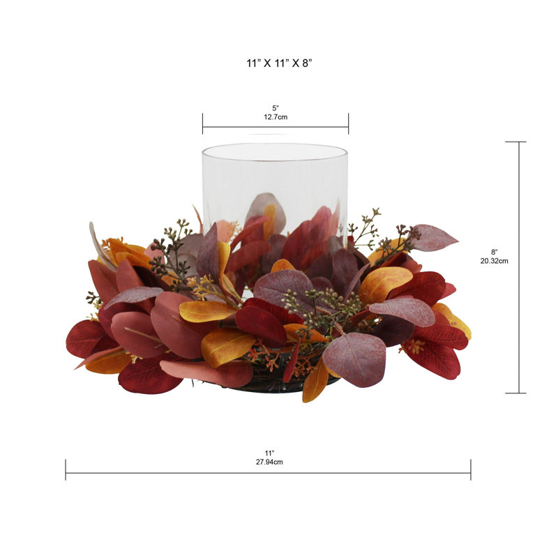 Fall Eucalyptus Pillar Hurricane Candle Holder