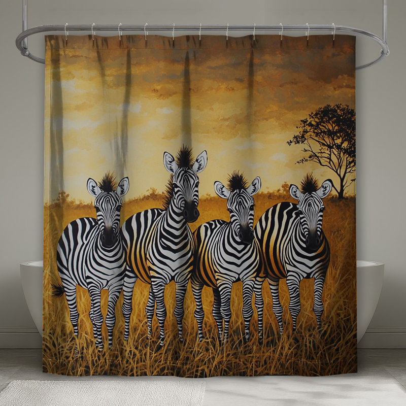Rideau de douche Zebra - Animal Safari, L 70 po x H 93 po
