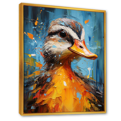 «Blue and Yellow Duck Portrait I - Duck Animal», art mural