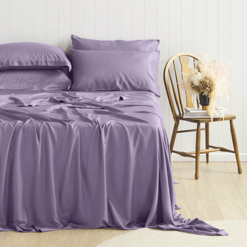 Ensemble de draps 6 pièces en rayonne de qualité supérieure - doux et respirant, Lavande