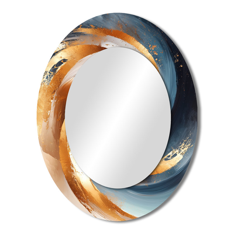Miroir mural moderne bleu et doré Vortex I, 43 po x 33 po