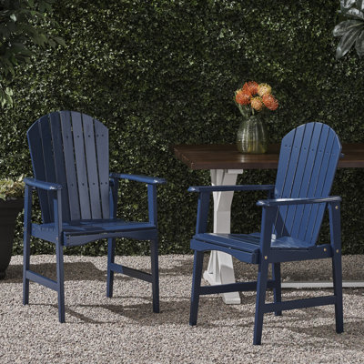 Outdoor Weather Resistant Acacia Wood Adirondack Dining Chairs (Set Of 2), Blue Navy Finish, Chair