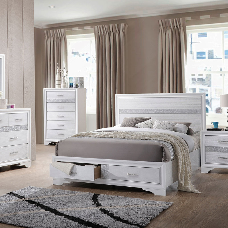 Commode de chambre blanche à 6 tiroirs, White
